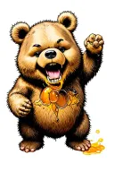mad pooh bear with honey tattoo design idea