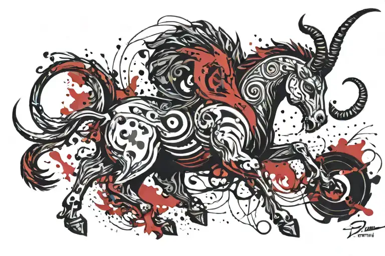 Capricorn zodiac signs tattoo design idea