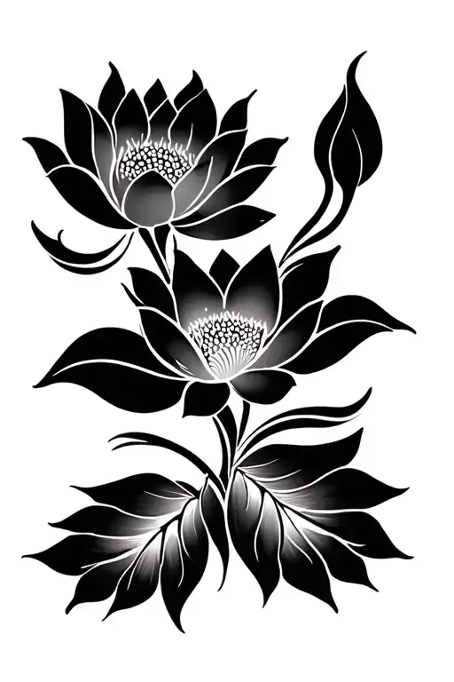 henna style with lotus flower tattoo design idea