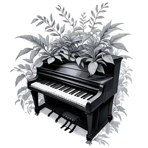 plants over growing piano keys tattoo design idea