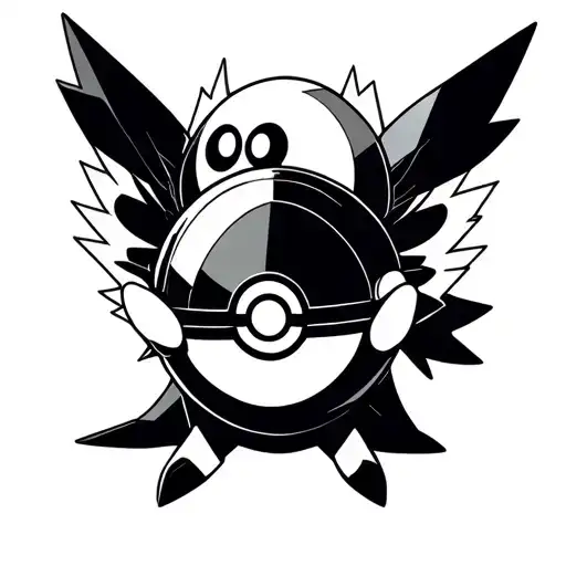 Aura from Pokémon holding a pokeball that contains a piplup tattoo design idea