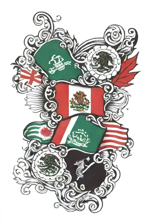 Canada and Mexico flag intertwined infinity symbols tattoo design idea