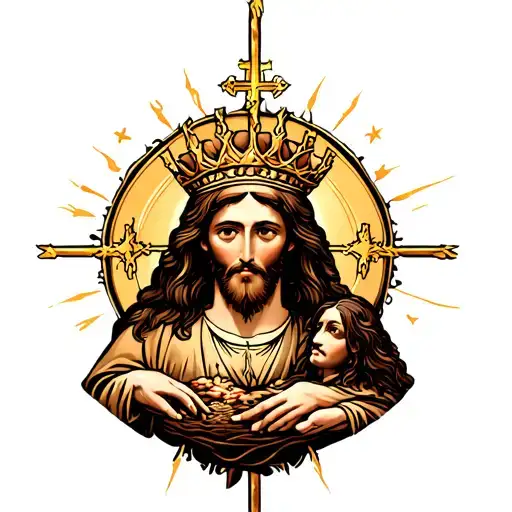 Christ is King nativity scene tattoo design idea