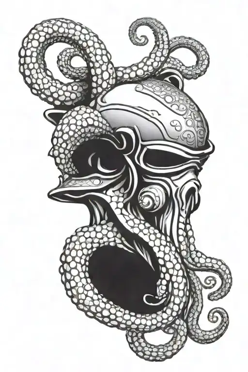 octopus wearing centurion helmet tattoo design idea