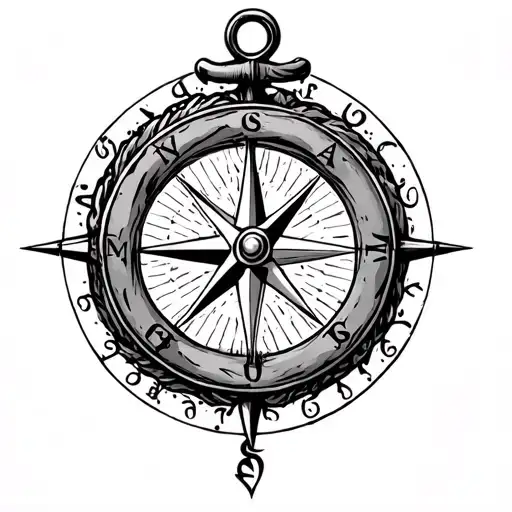 Anchor Compass tattoo design idea