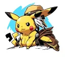 "raiden" the mortal kombat raiden wearing a pikachu pokemon costume with raidens straw hat  tattoo design idea