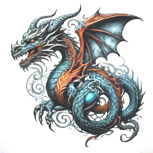 dragon triskel symbol tattoo design idea