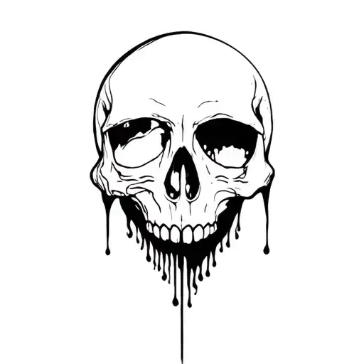 front facing Skull with negative space tears flowing tattoo design idea