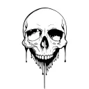 front facing Skull with negative space tears flowing tattoo design idea