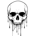 front facing Skull with negative space tears flowing tattoo design idea