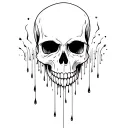 front facing Skull with negative space tears flowing tattoo design idea