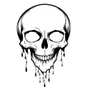 front facing Skull with negative space tears flowing tattoo design idea
