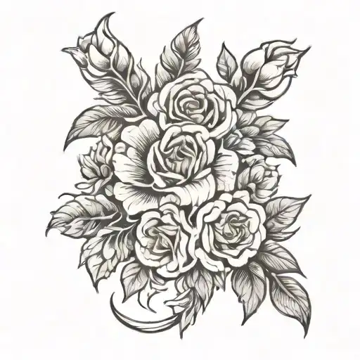 Depression grief, resilience with flowers tattoo design idea