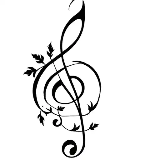 grapevine wrapped around a music note tattoo design idea