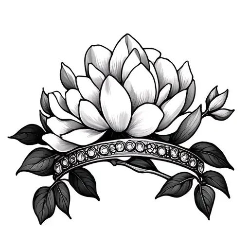 a tiara crown of magnolia flowers tattoo design idea