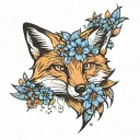 fox and cornflower tattoo design idea