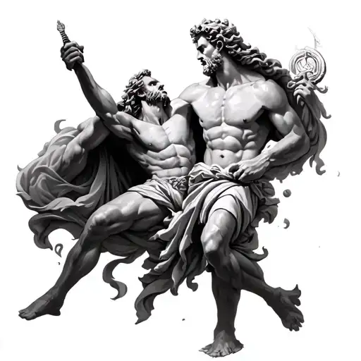 Zeus fighting hades Greek god tattoo design idea