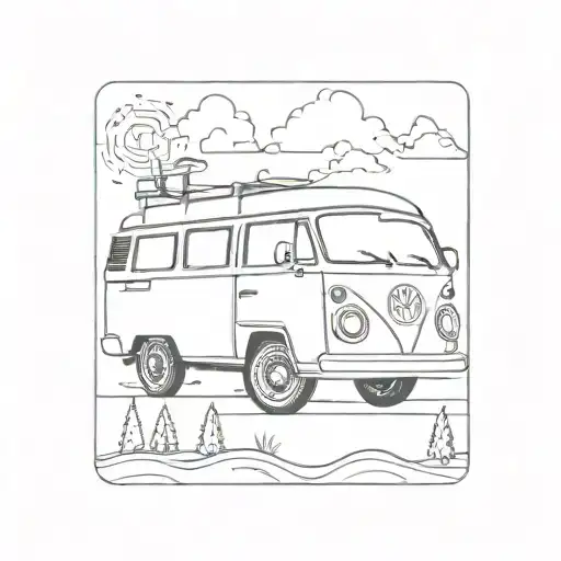 small campervan tattoo design idea