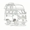 small campervan tattoo design idea