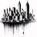 sin city skyline merging tattoo design idea
