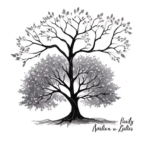 family tree with my kids names in cursive as branches  tattoo design idea