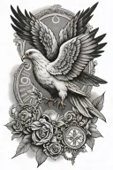 Holy Virgin Rosary Eagle Dove tattoo design idea
