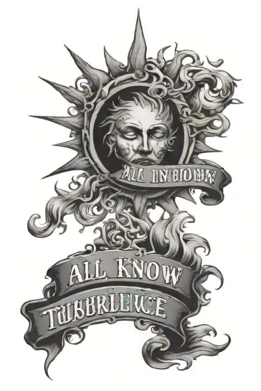 sun with text all i know is its turbulence & 🩵 is on my side tattoo design idea