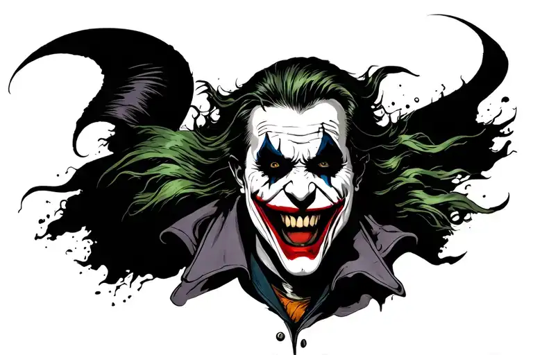 evil and joker tattoo design idea