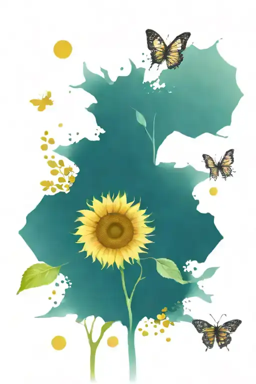 sunflower, bee, bee hive, butterfly half sleeve tattoo tattoo design idea