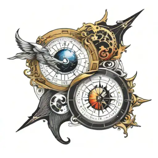 yin yang compass tattoo design idea