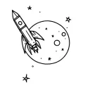moon and rocket ship tattoo design idea