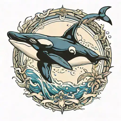 ocean, diving, orca tattoo design idea