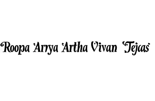 "Roopa Arya Artha Vivaan Tejas" tattoo design idea
