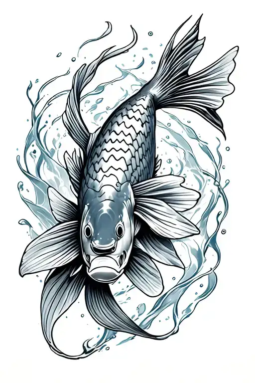coy fish swimming tattoo design idea