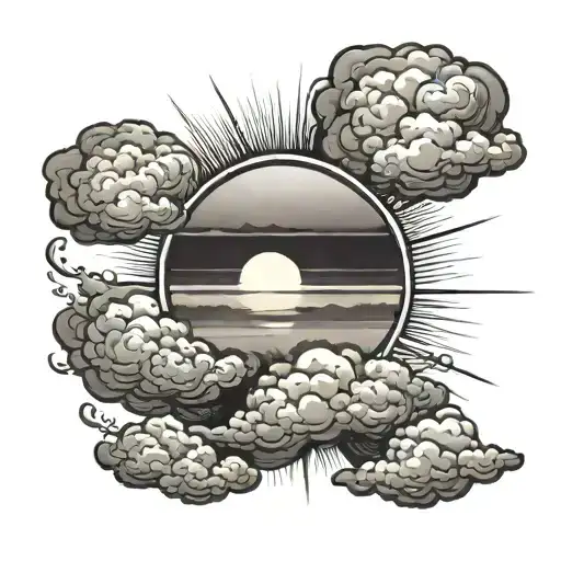 sunrise with clouds tattoo design idea