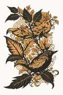 leaf animal silhouettes tattoo design idea