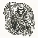 grim reaper holding a scythe with worms coming out of eye tattoo design idea