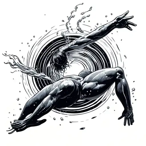 someone swimming in circles inspired by Mac millers albums swimming and circles tattoo design idea