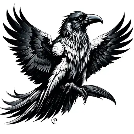 viking crow wave tattoo design idea