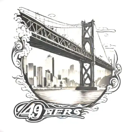 49ers logo golden gate bridge city backround tattoo design idea