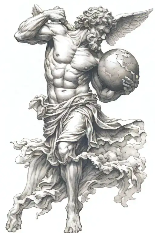 Atlas Greek god carrying earth tattoo design idea