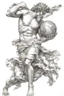 Atlas Greek god carrying earth tattoo design idea