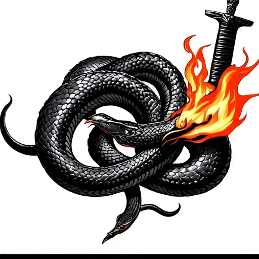 Create Tattoo For My Hand With Japanese Sword Fire Black Mamba Snake  tattoo design idea