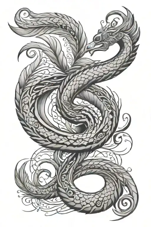 shiv trident peacock feather flute snake intertwined tattoo design idea