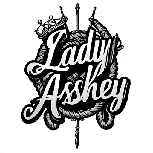 whip with the text “Lady Ashley” in it tattoo design idea