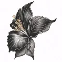 hibiscus, fern, Adam's rib tattoo design idea