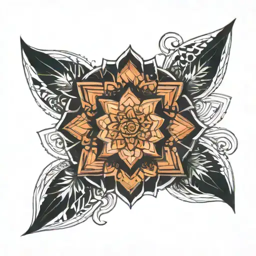 geometric mandala design incorporating symbols tattoo design idea