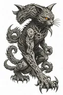 cat shadow demon standing tattoo design idea