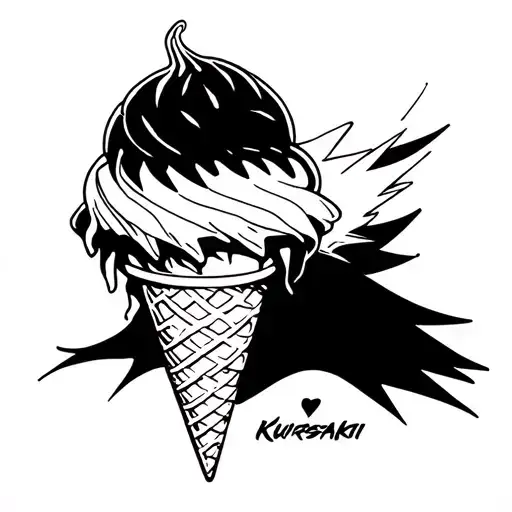Ichigo Kurosaki animated in a ice cream cone tattoo design idea