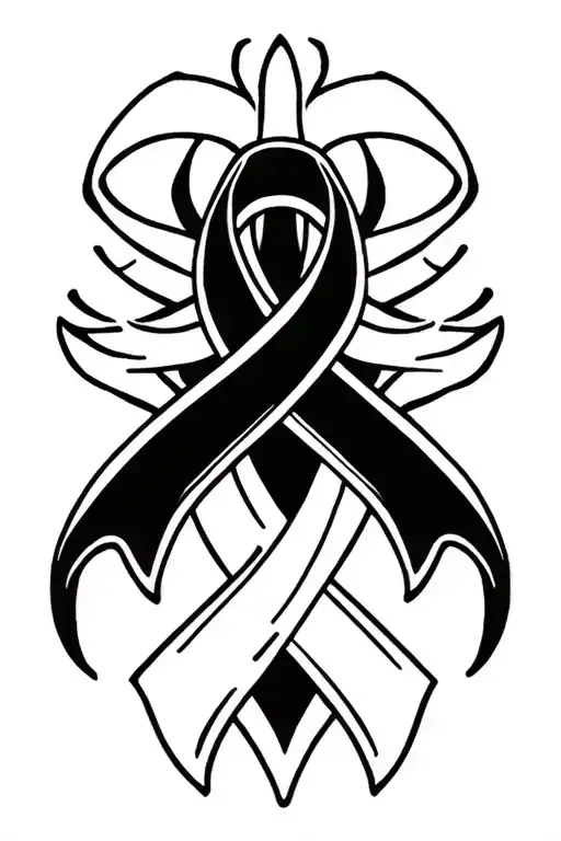 three cancer ribbon intertwined representing lung, colon and skin cancer tattoo design idea